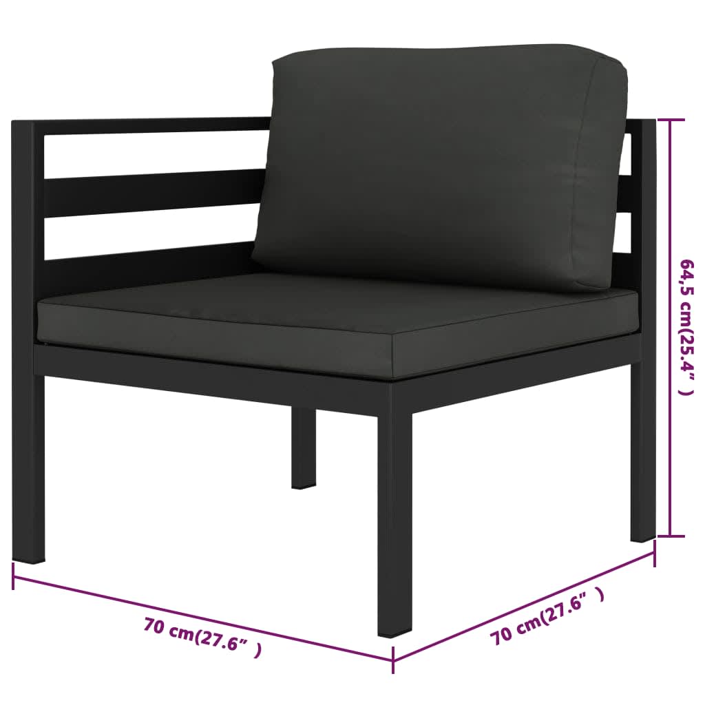 vidaXL 6-delige Loungeset met kussens aluminium antracietkleurig