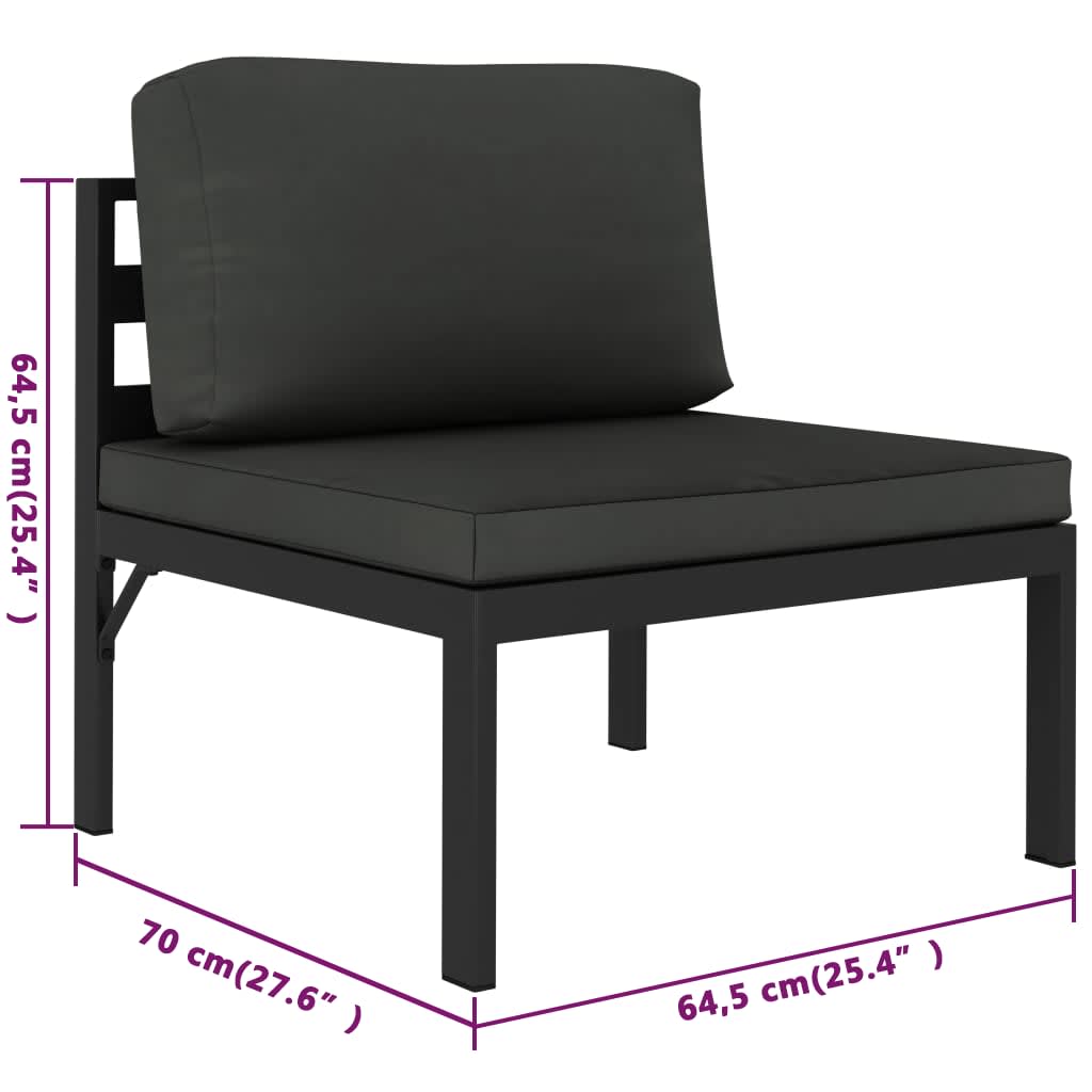 vidaXL 6-delige Loungeset met kussens aluminium antracietkleurig
