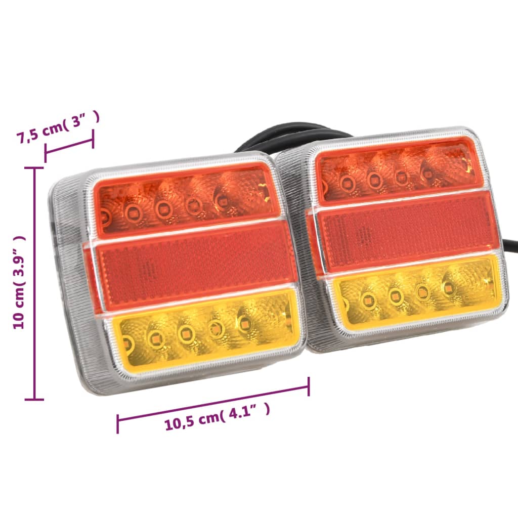 vidaXL Trailer Lights 2 pcs LED Light 12 V 10.5x7.5x10 cm Red