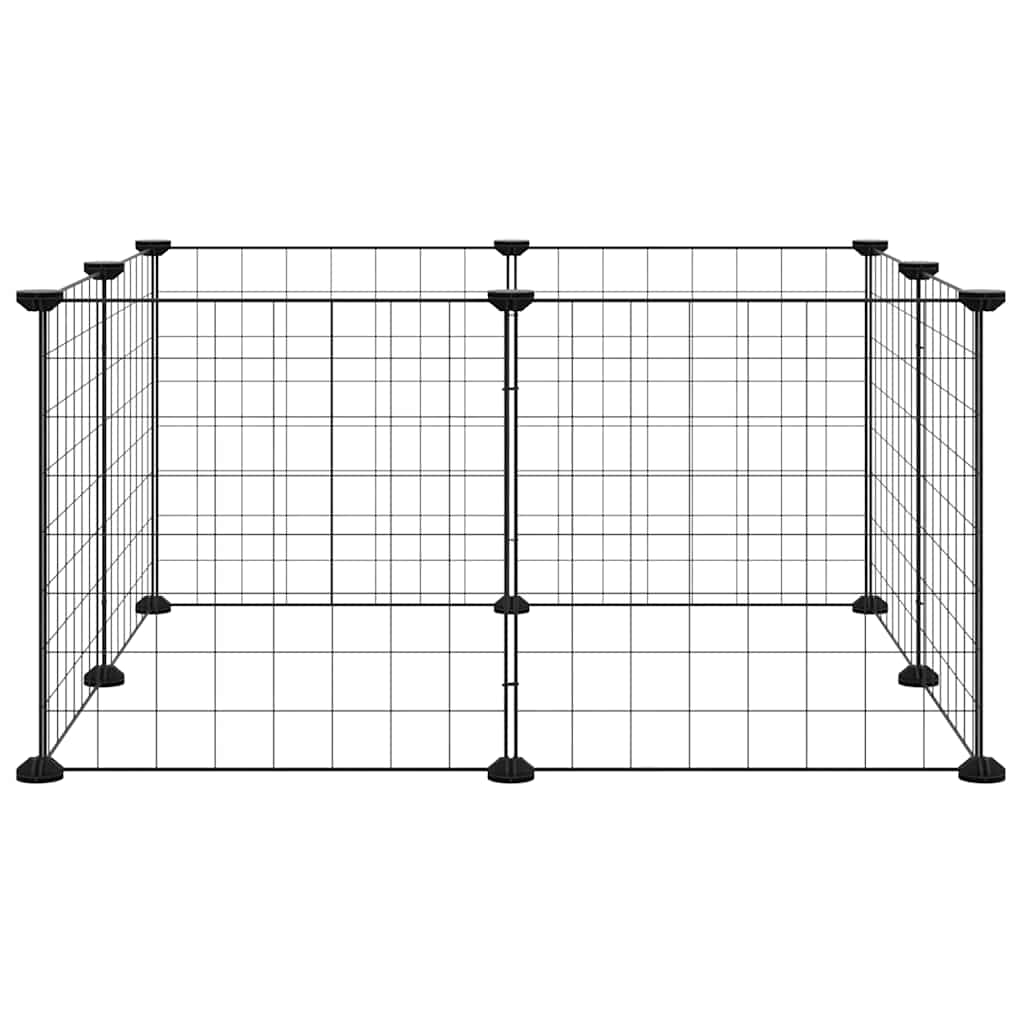 vidaXL Pet Playpen with 8 Panels, Black, 35x35 cm, Steel