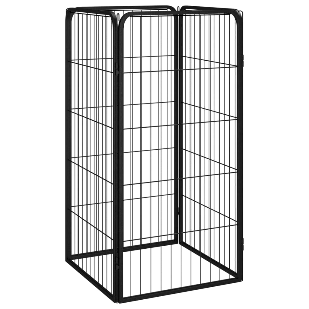 vidaXL Dog Kennel 4 Panels 50x100 cm Powder-Coated Steel Black