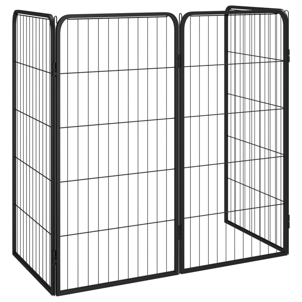 vidaXL Dog Kennel 4 Panels 50x100 cm Powder-Coated Steel Black