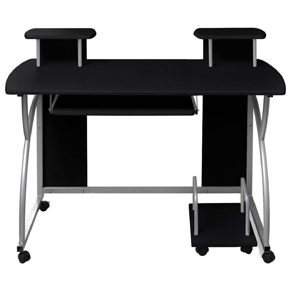 vidaXL Computerbureau 110x52x88,5 cm bewerkt hout zwart