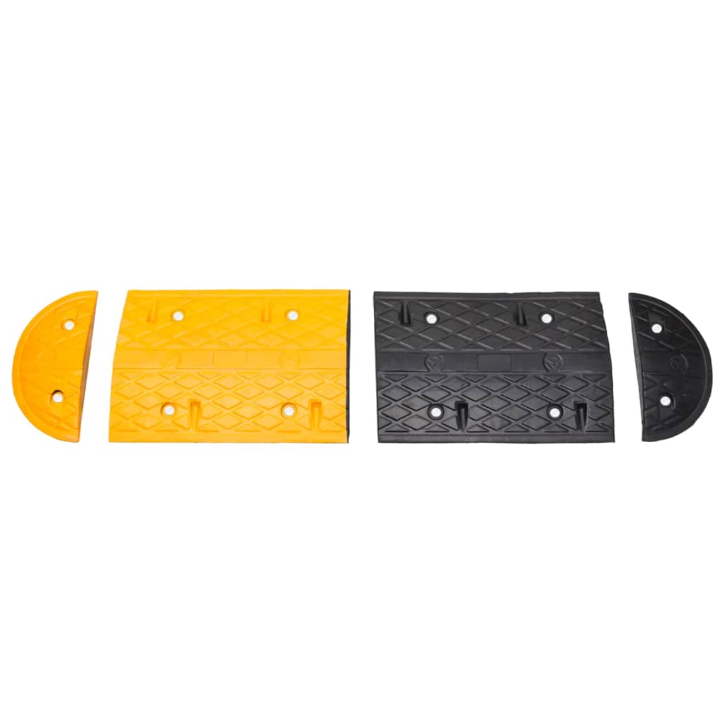 vidaXL Speed Bump 129x32.5x4 cm Rubber Yellow and Black