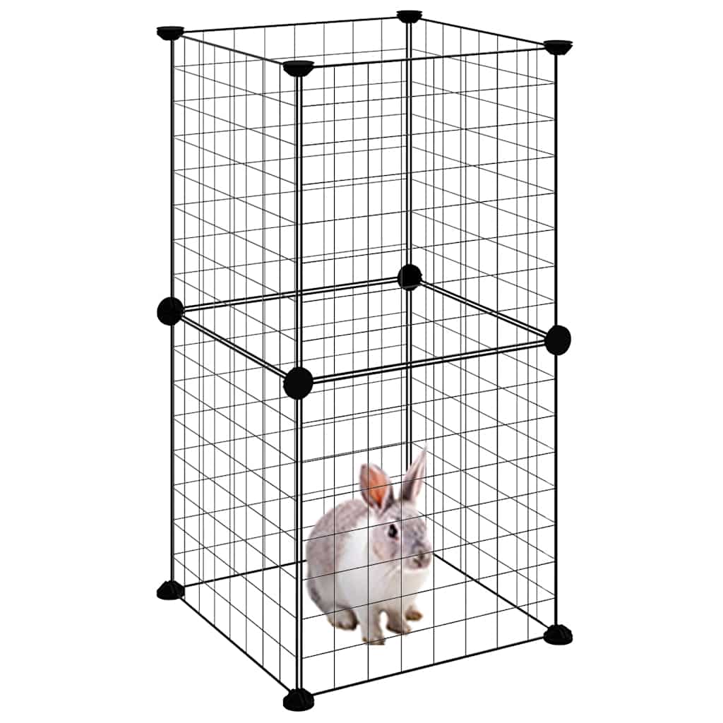 vidaXL Huisdierenkooi met 8 panelen 35x35 cm staal zwart