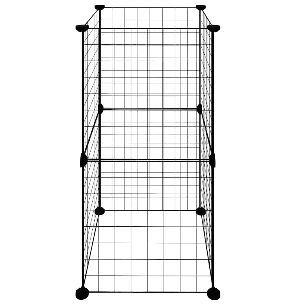 vidaXL Huisdierenkooi met 8 panelen 35x35 cm staal zwart