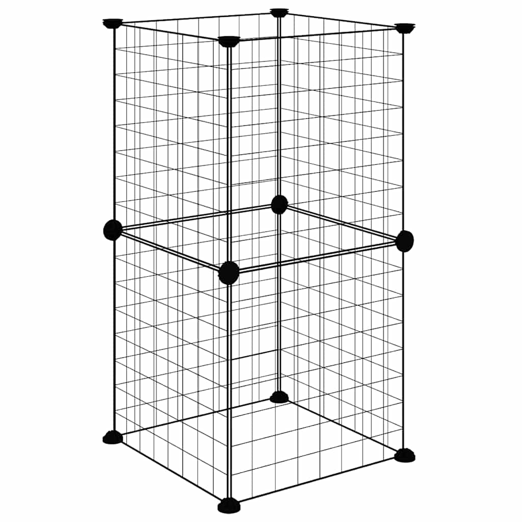 vidaXL Huisdierenkooi met 8 panelen 35x35 cm staal zwart