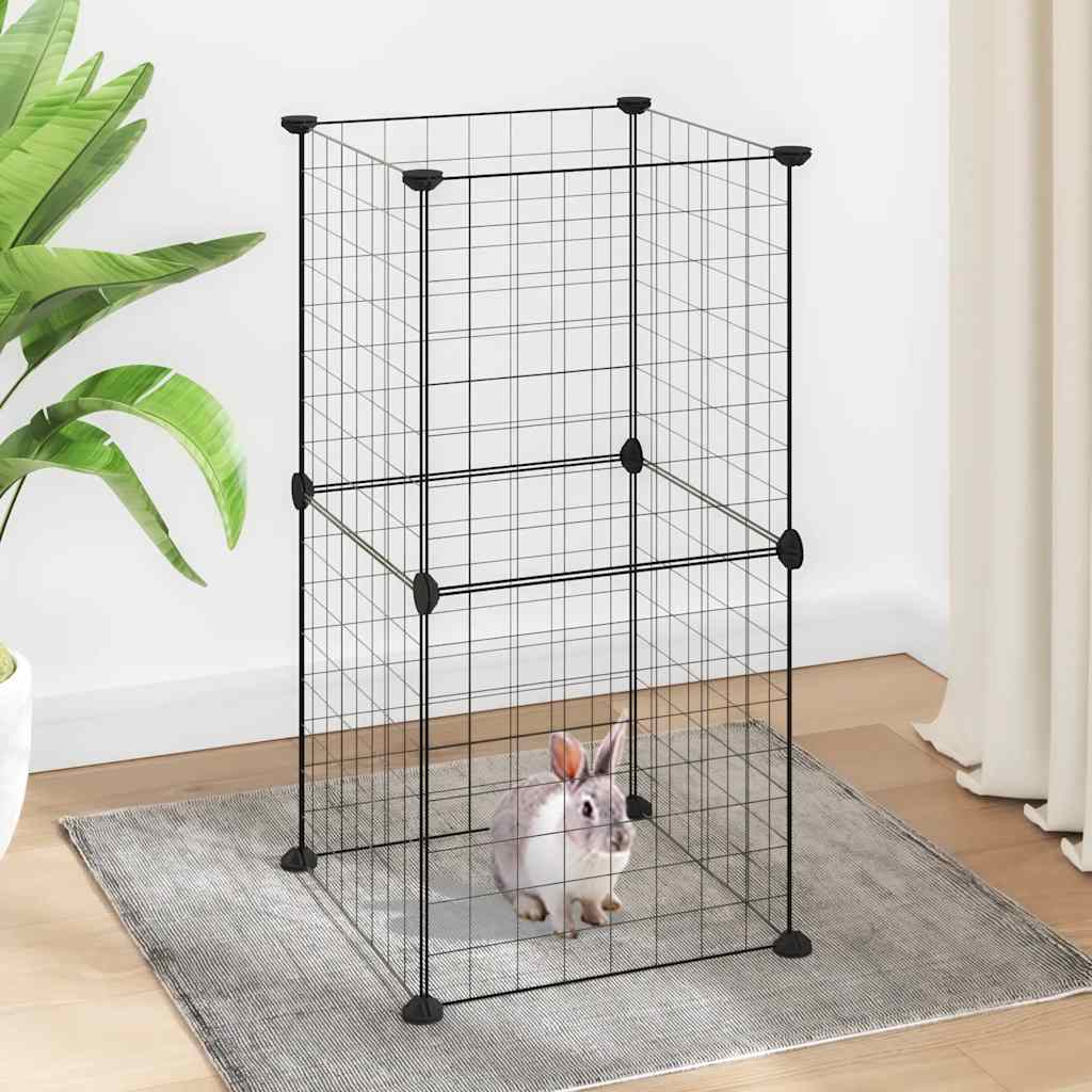 vidaXL Huisdierenkooi met 8 panelen 35x35 cm staal zwart