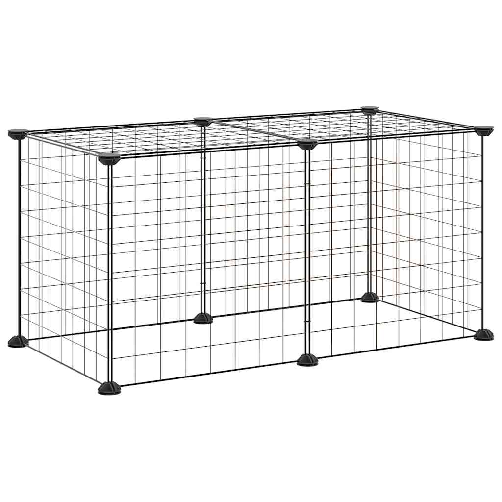 vidaXL Huisdierenkooi met 8 panelen 35x35 cm staal zwart