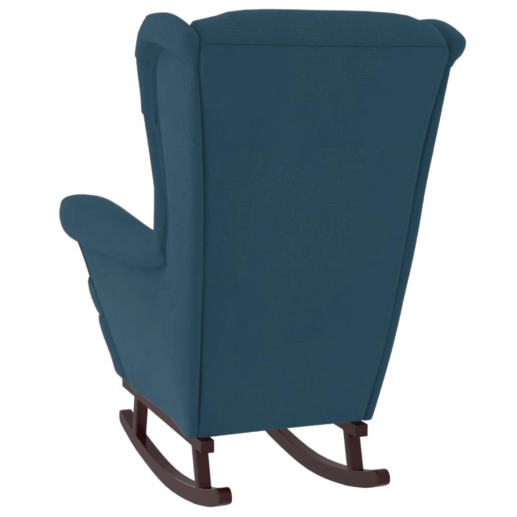 vidaXL Schommelstoel met oorleuning fluweel massief hout blauw