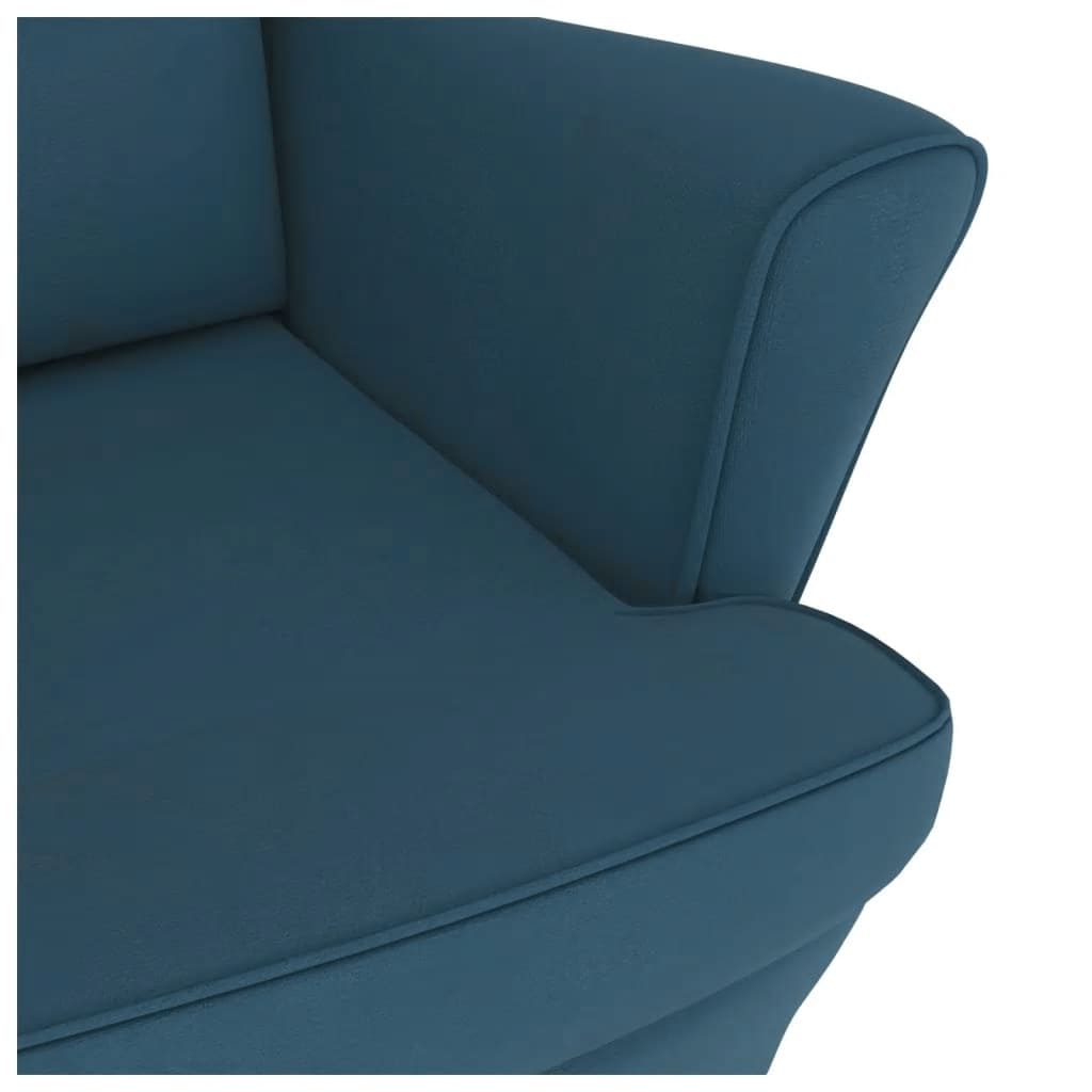 vidaXL Schommelstoel met oorleuning fluweel massief hout blauw