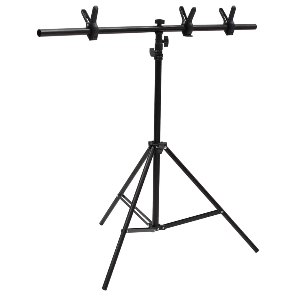 vidaXL Background Support T-shaped 91x60x(70-200) cm black