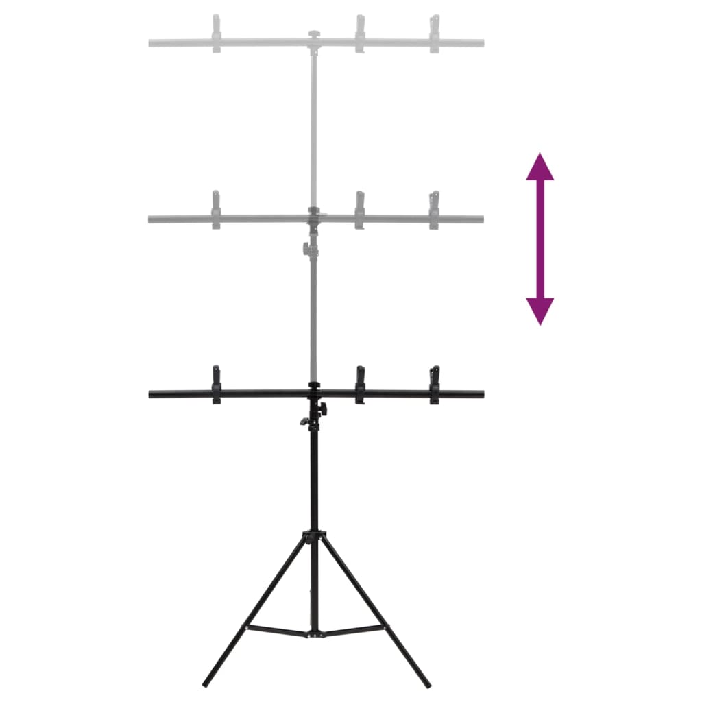 vidaXL Background Support T-shaped 91x60x(70-200) cm black