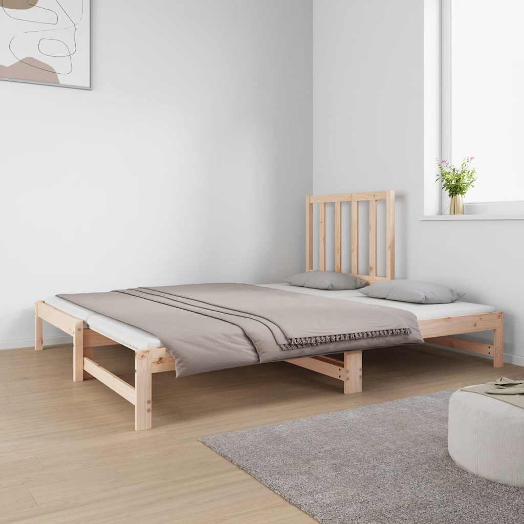 vidaXL Slaapbank uitschuifbaar massief grenenhout 2x(90x190) cm