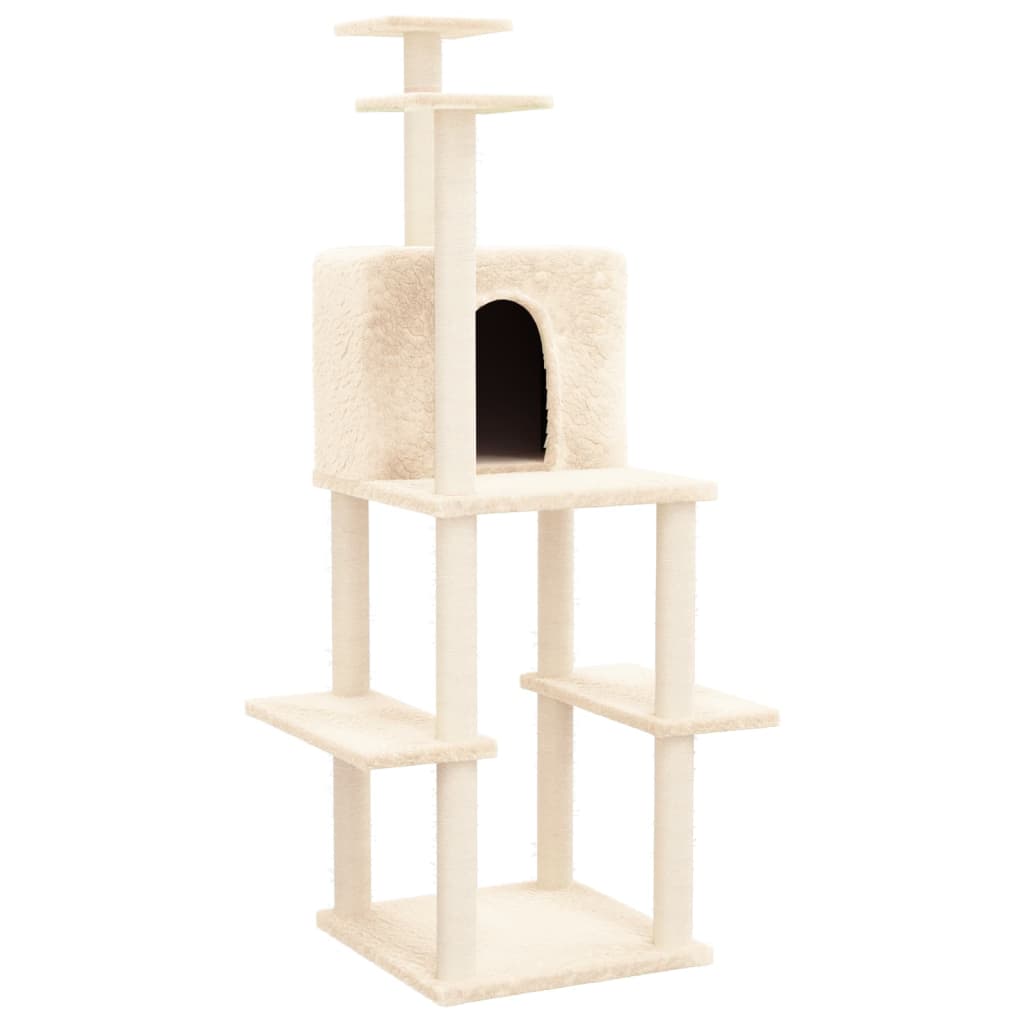 vidaXL Cat Tree with Sisal Scratching Posts 144.5 cm Cream