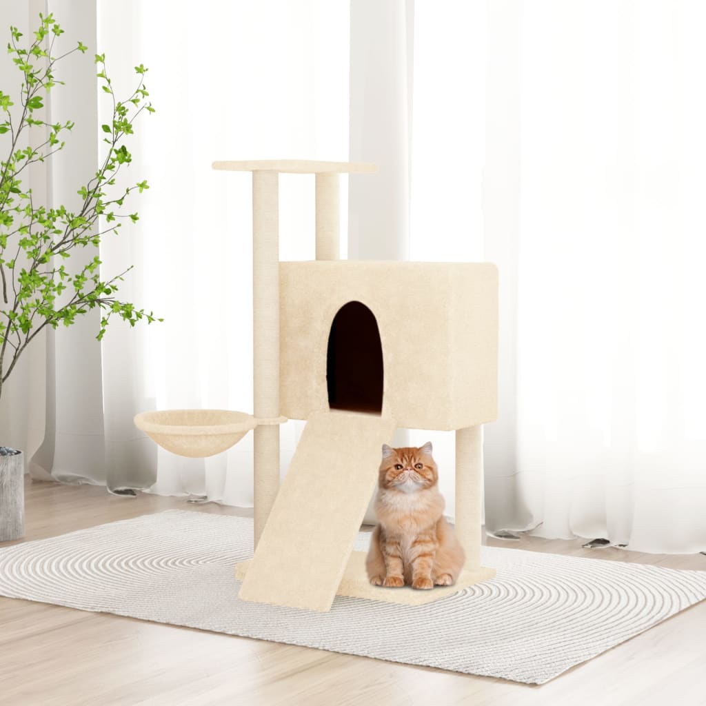 vidaXL Cat Tree with Sisal Scratching Posts 96 cm Cream