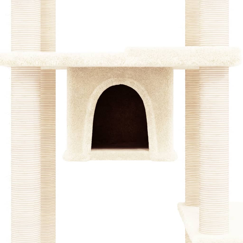 vidaXL Cat Tree with Sisal Scratching Posts 176 cm Cream