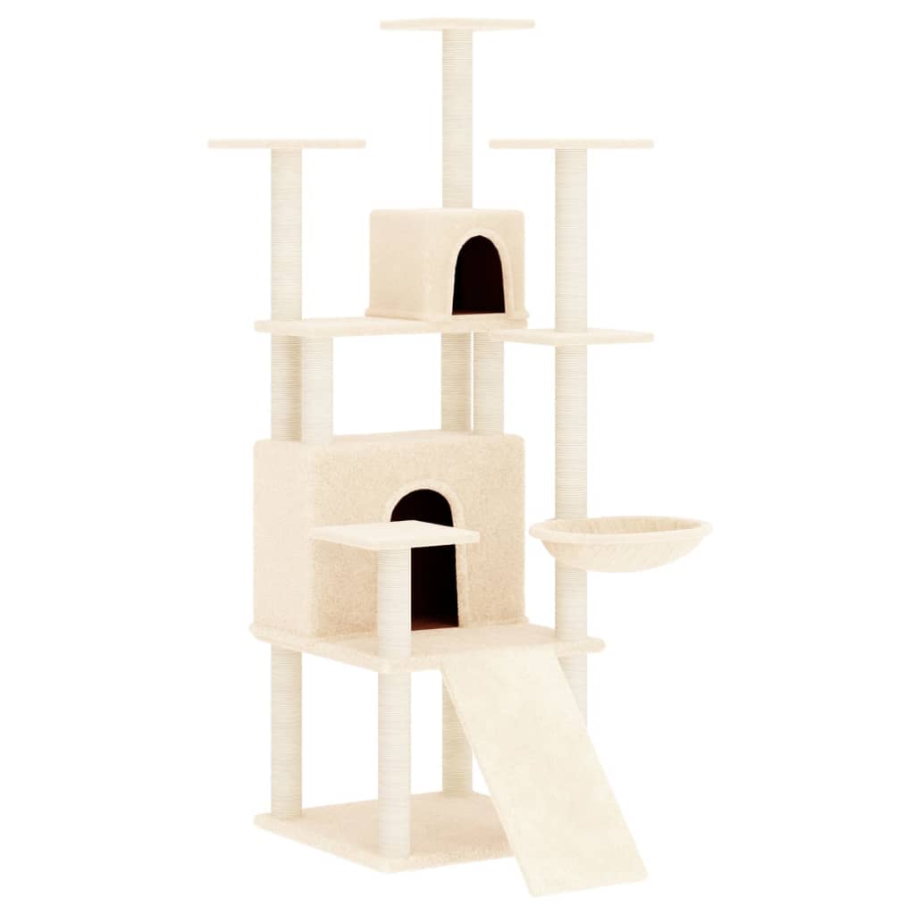 vidaXL Cat Tree with Sisal Scratching Posts 154 cm Cream
