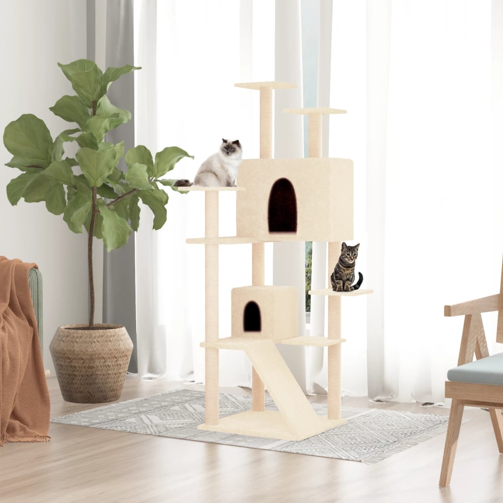 vidaXL Cat Tree with Sisal Scratching Posts 153 cm Cream