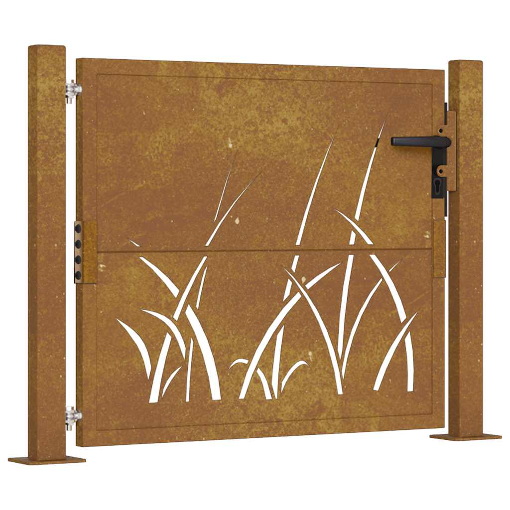 vidaXL Gate grass design 100x75 cm corten steel