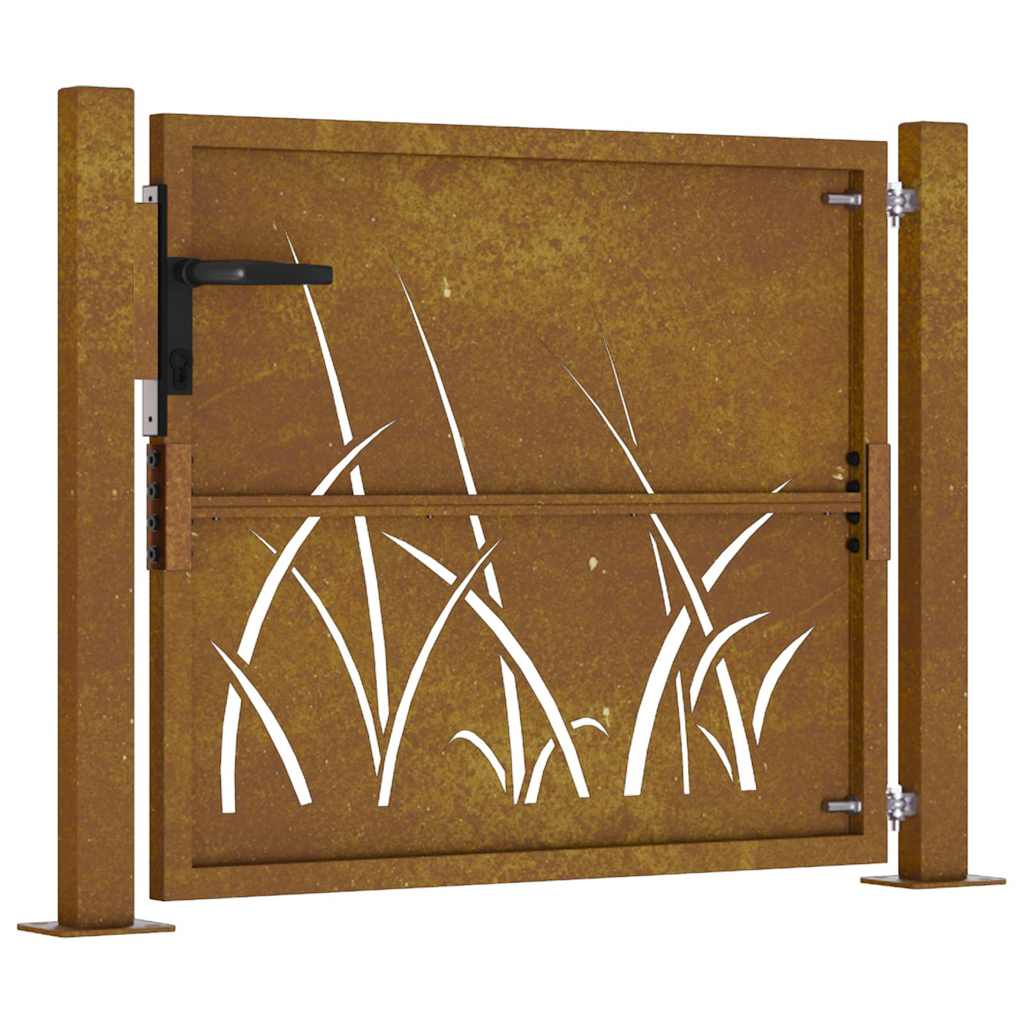 vidaXL Gate grass design 100x75 cm corten steel