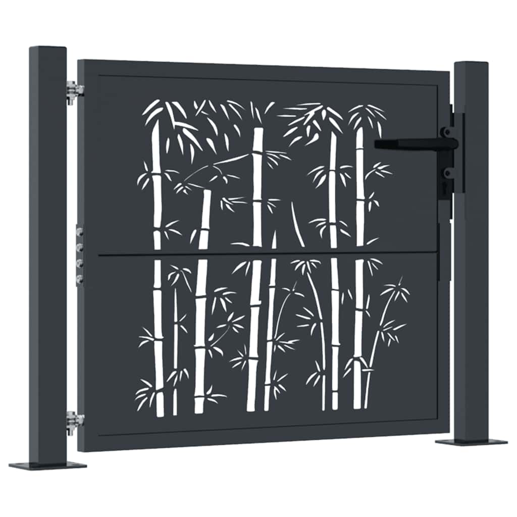 vidaXL Poort met bamboe-ontwerp 100x75 cm staal antracietkleurig