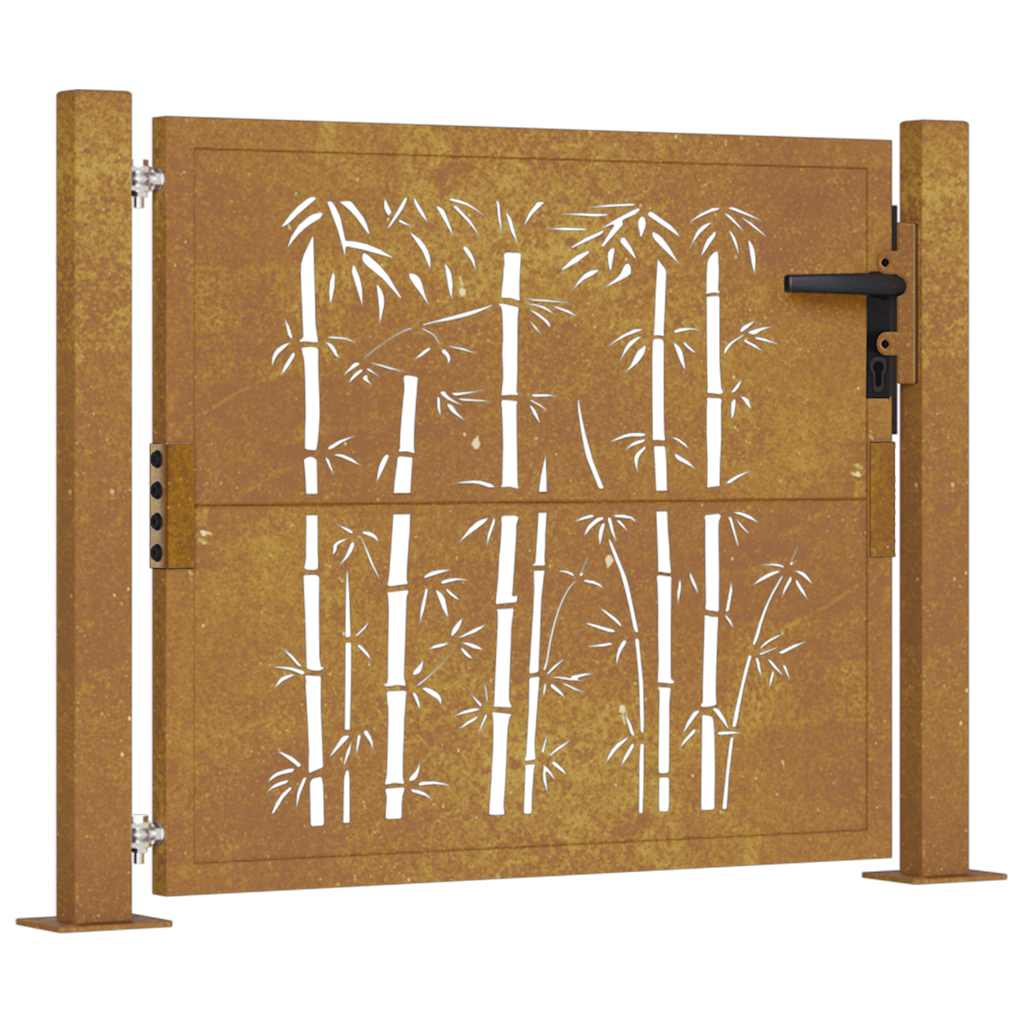 vidaXL Bamboo Design Gate 100x75 cm Corten Steel