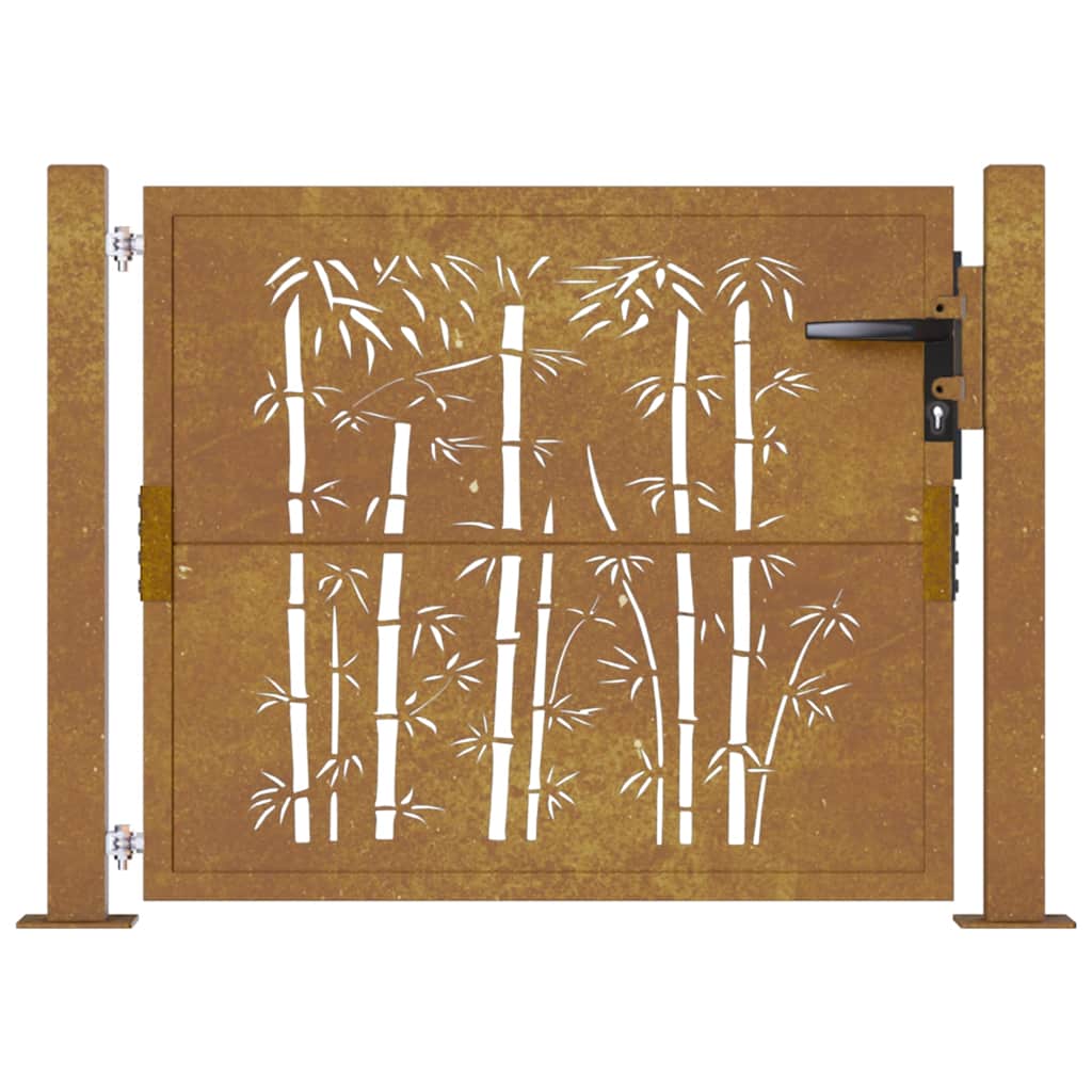 vidaXL Bamboo Design Gate 100x75 cm Corten Steel