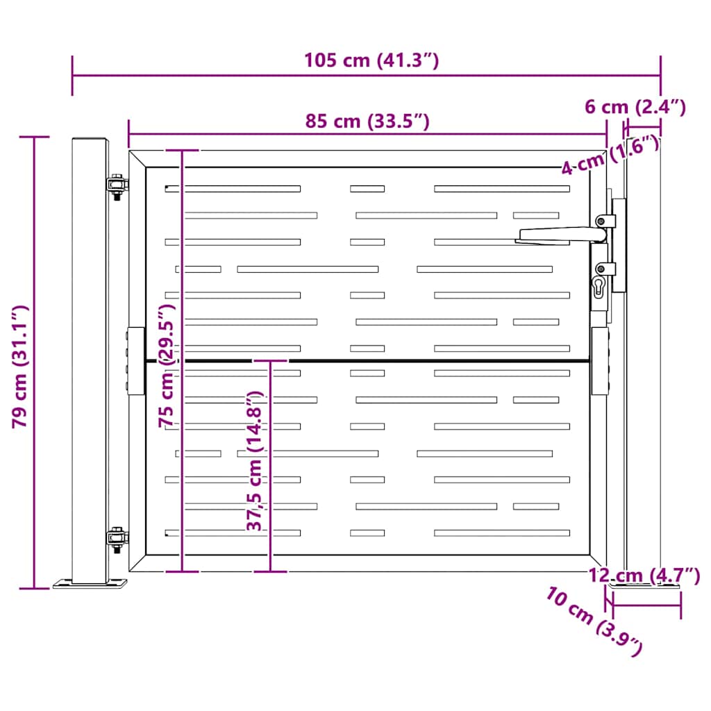 vidaXL Gate square 100x75 cm corten steel