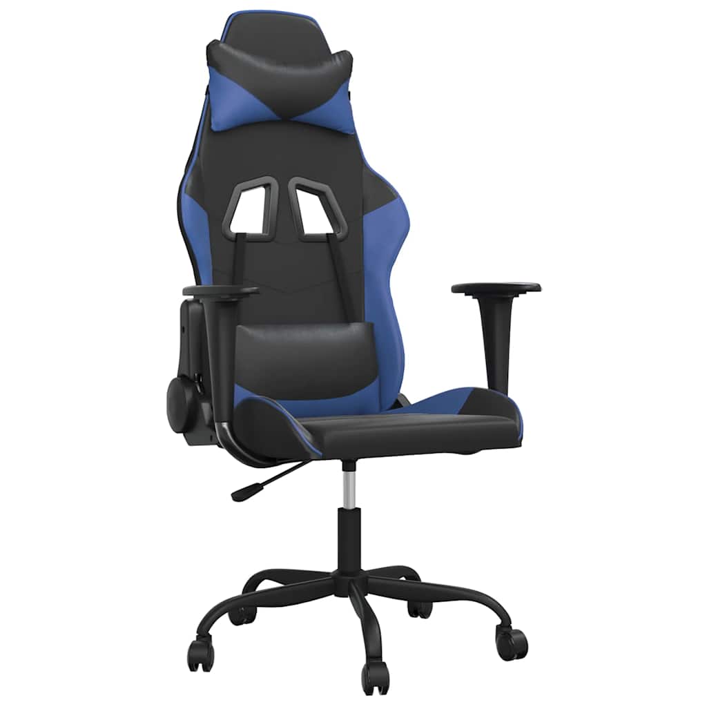 vidaXL Gamestoel kunstleer zwart en blauw