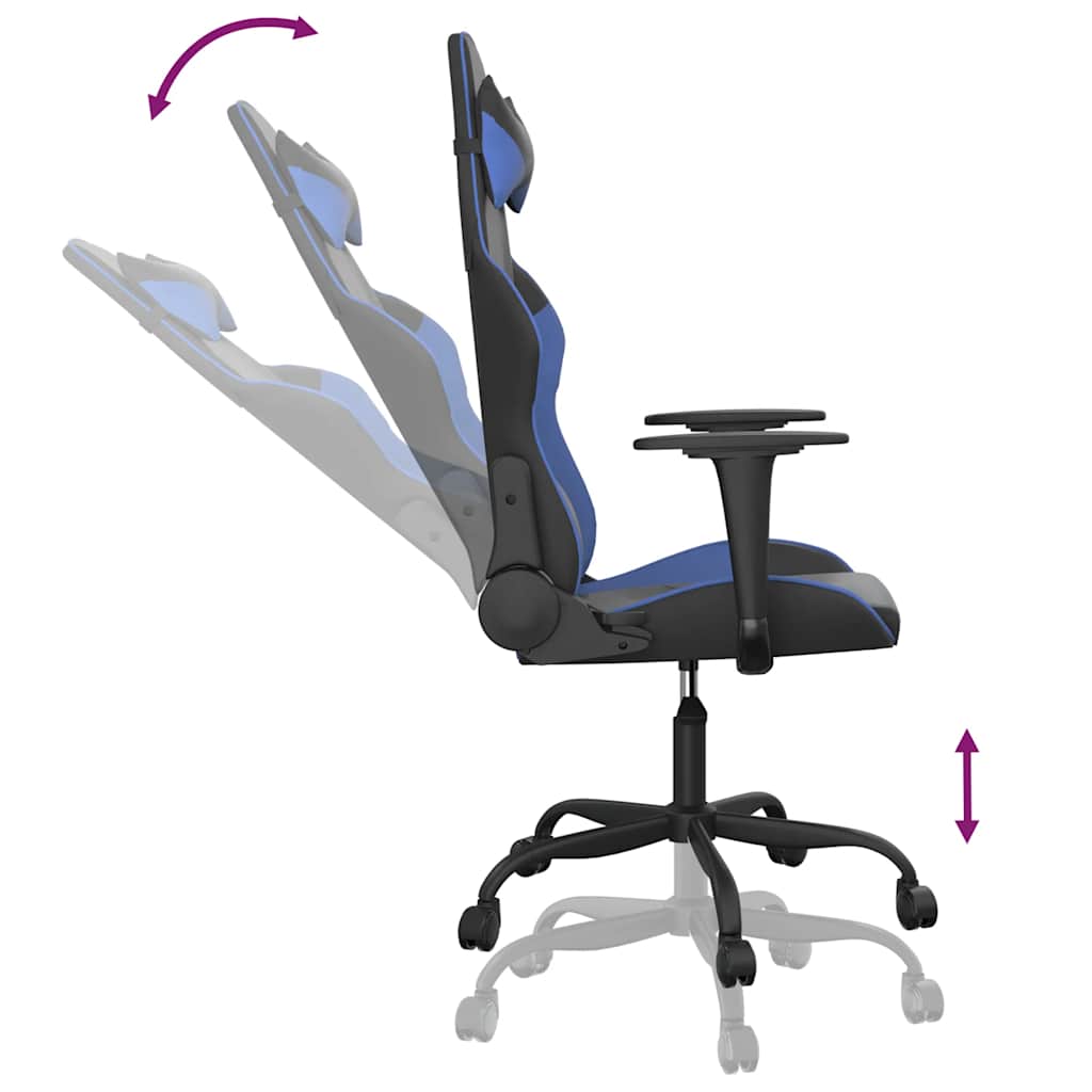 vidaXL Gamestoel kunstleer zwart en blauw