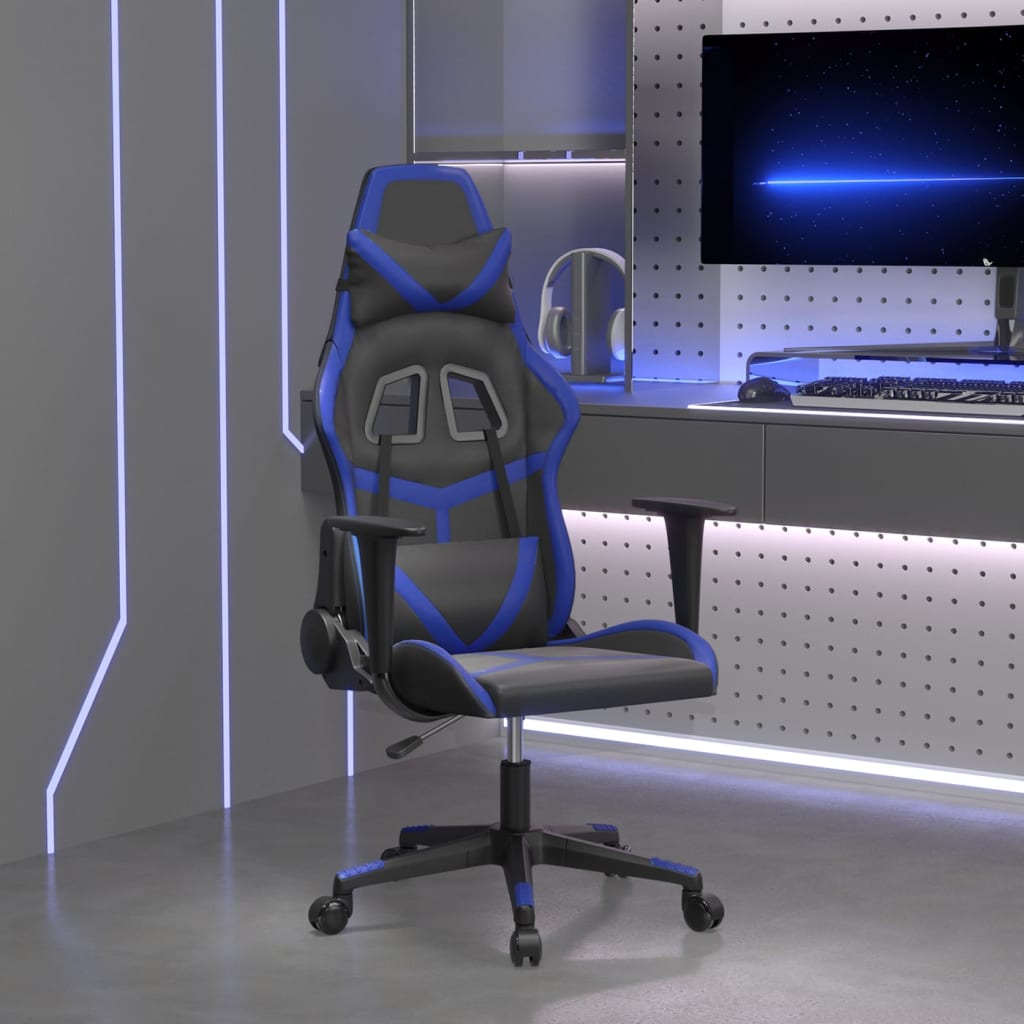 vidaXL Gamestoel kunstleer zwart en blauw