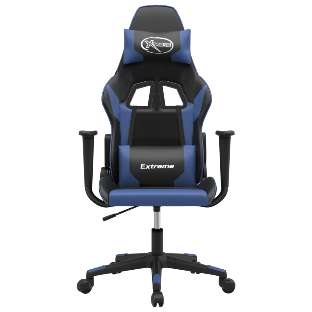 vidaXL Gamestoel kunstleer zwart en blauw