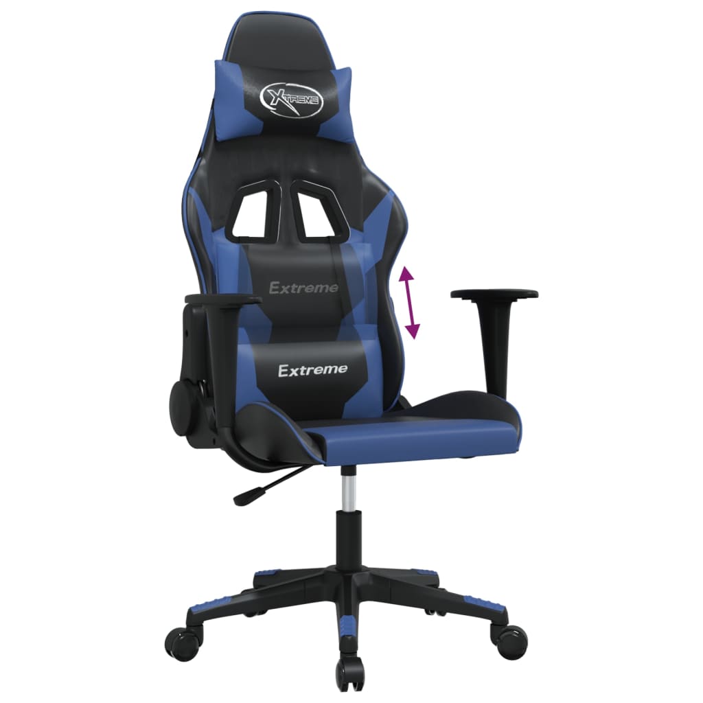 vidaXL Gamestoel kunstleer zwart en blauw