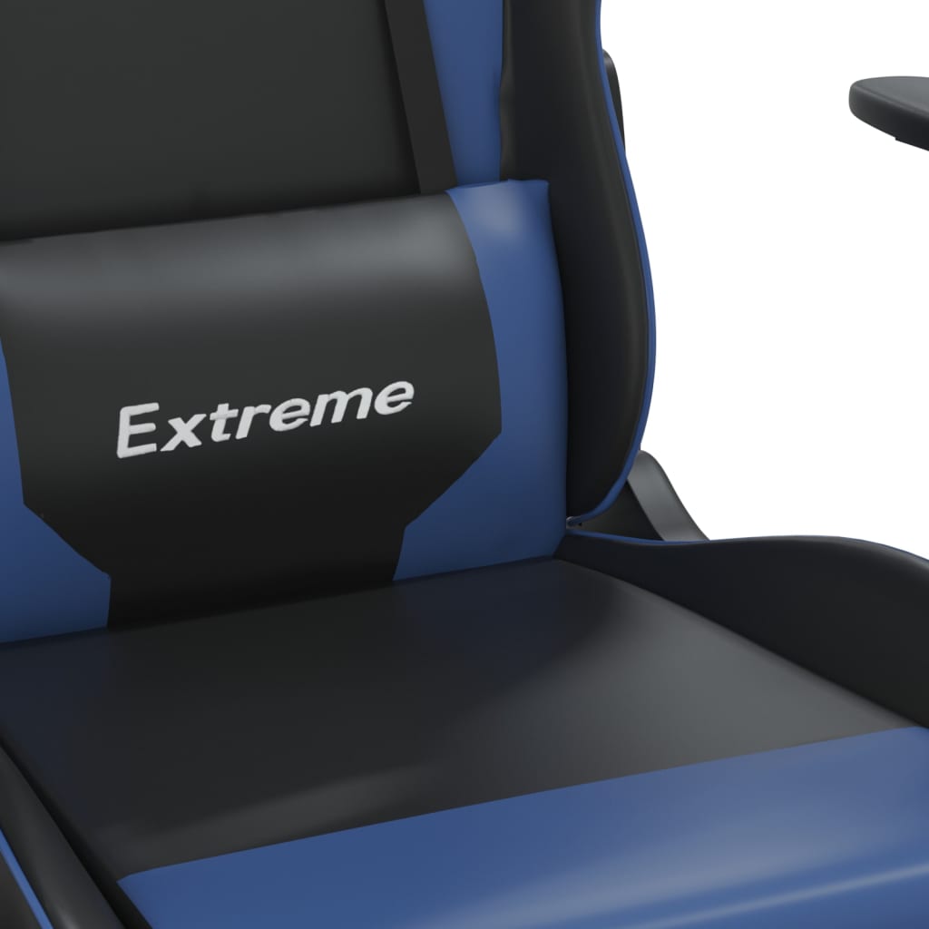 vidaXL Gamestoel kunstleer zwart en blauw
