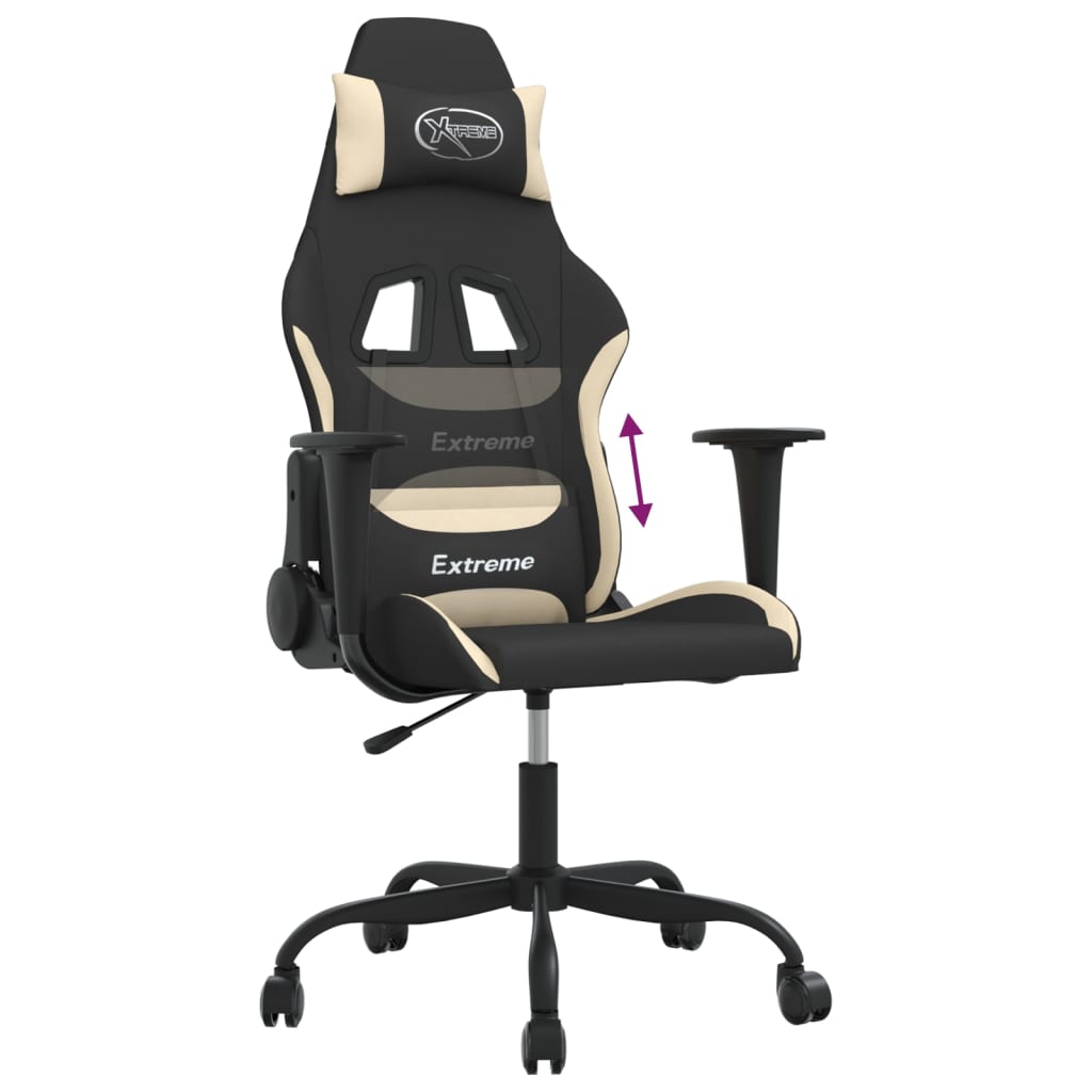 vidaXL Gamestoel stof zwart en crème