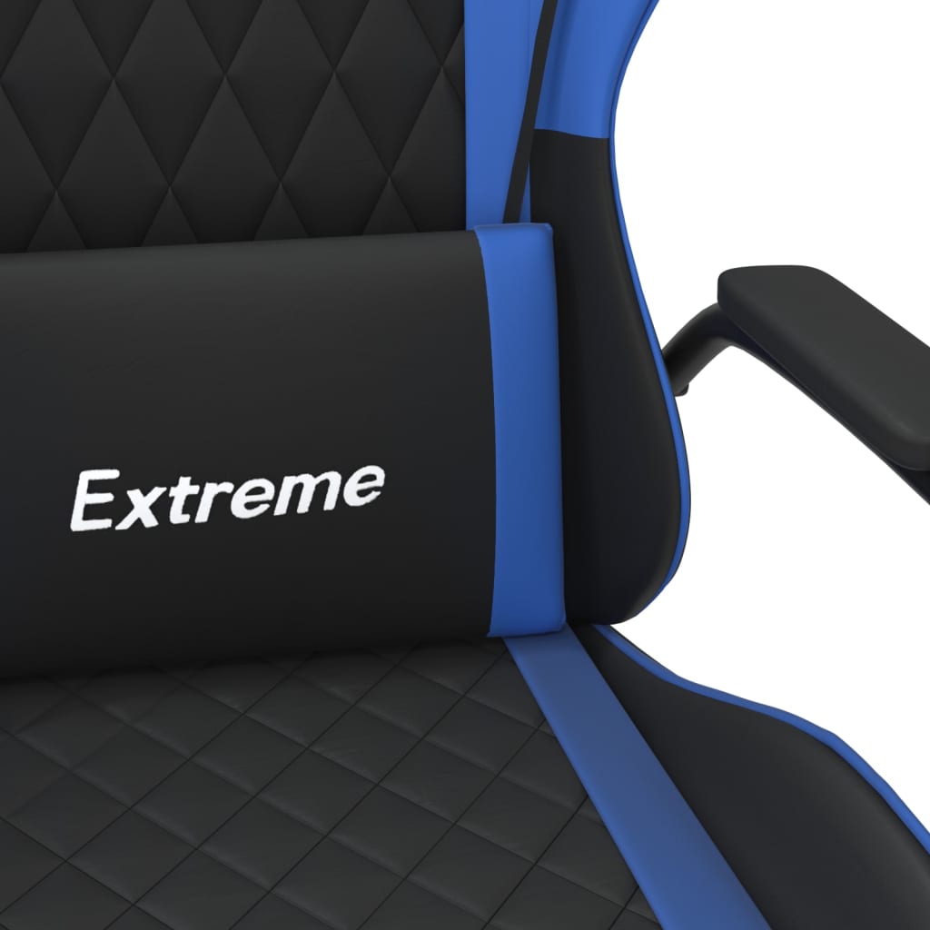 vidaXL Gamestoel kunstleer zwart en blauw