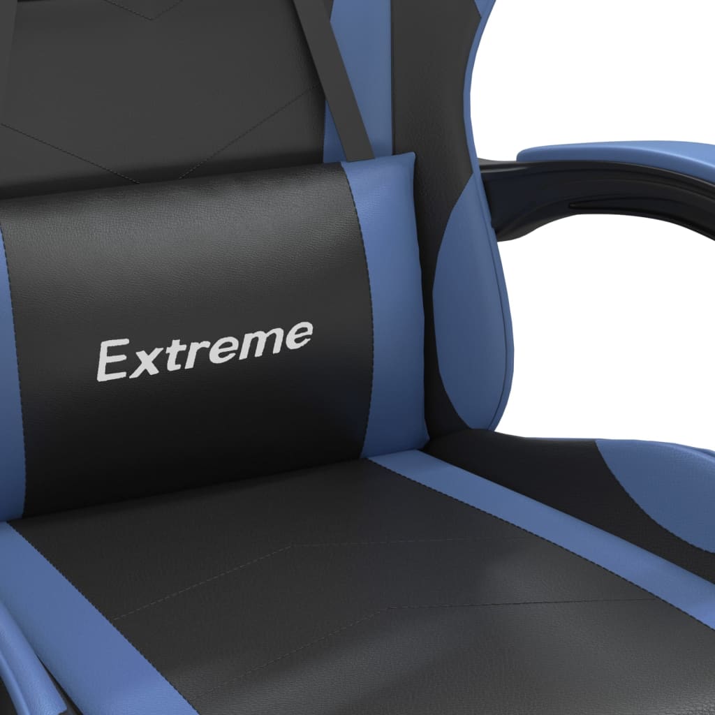 vidaXL Gamestoel kunstleer zwart en blauw
