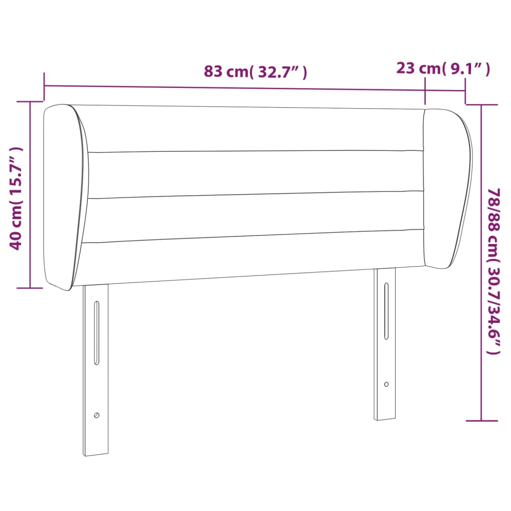 vidaXL Hoofdbord met randen 83x23x78/88 cm fluweel lichtgrijs