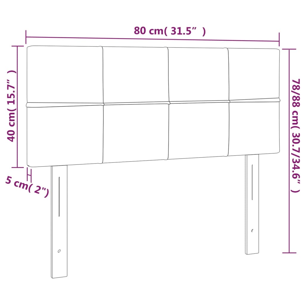 vidaXL Hoofdbord LED 80x5x78/88 cm stof lichtgrijs