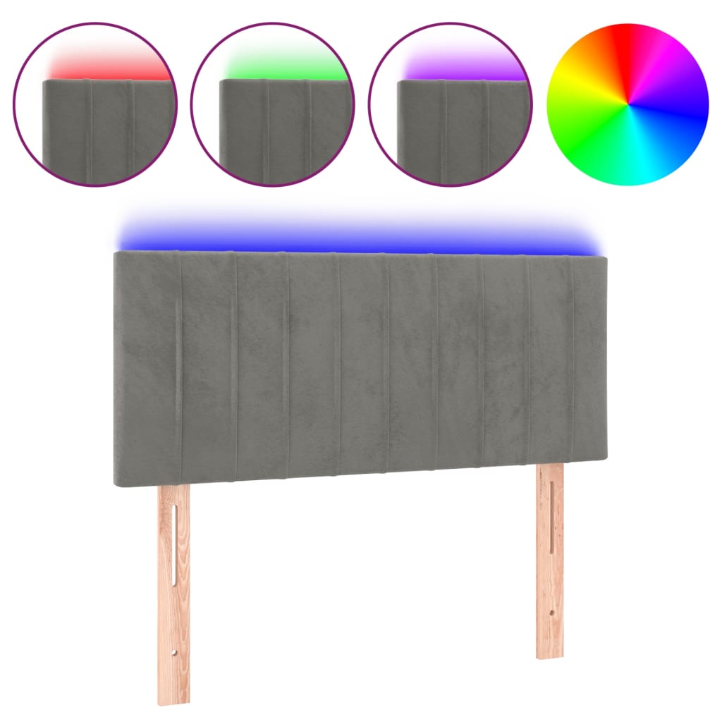 vidaXL LED Headboard 80x5x78/88 cm Velvet Light Grey