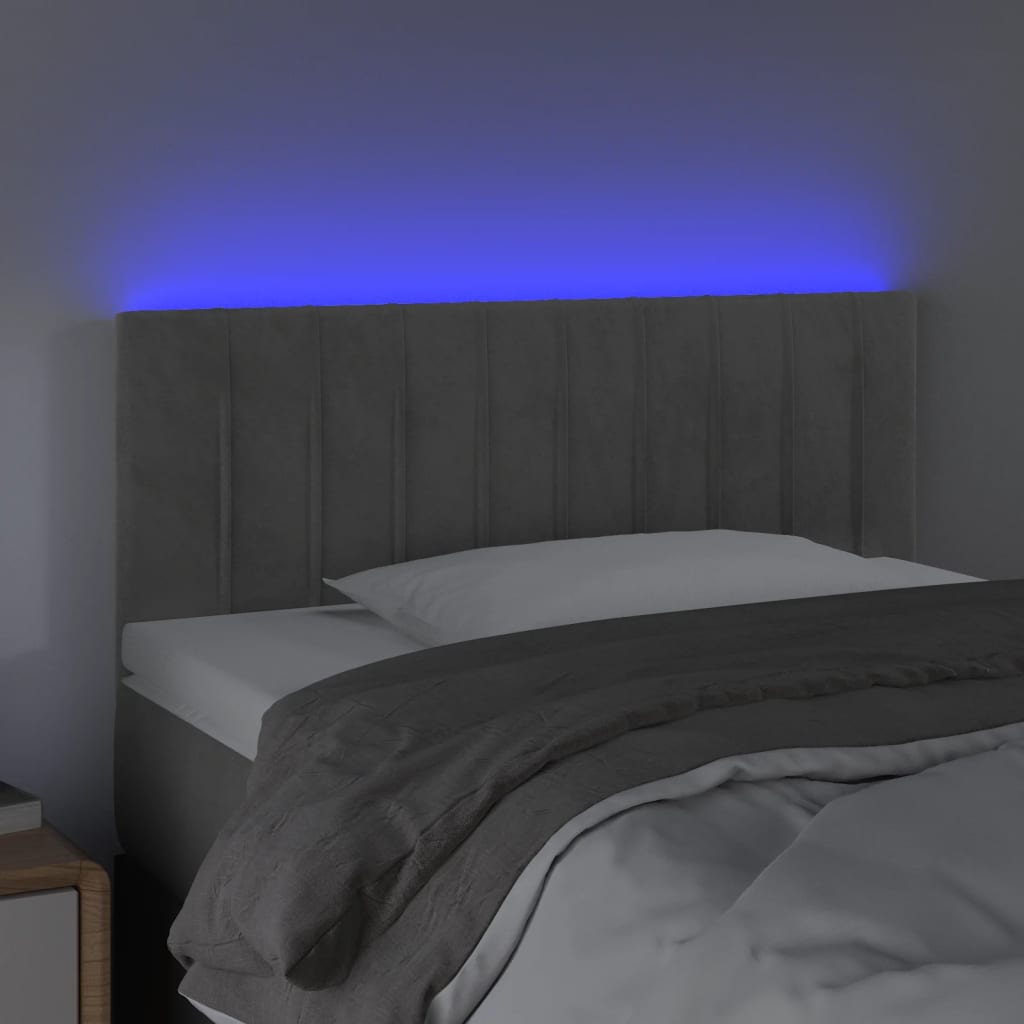 vidaXL LED Headboard 80x5x78/88 cm Velvet Light Grey