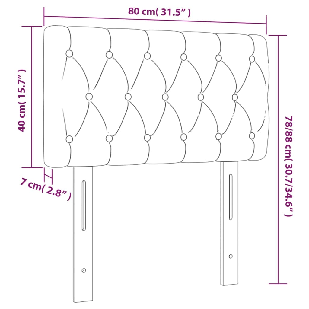 vidaXL Hoofdbord LED 80x7x78/88 cm fluweel lichtgrijs