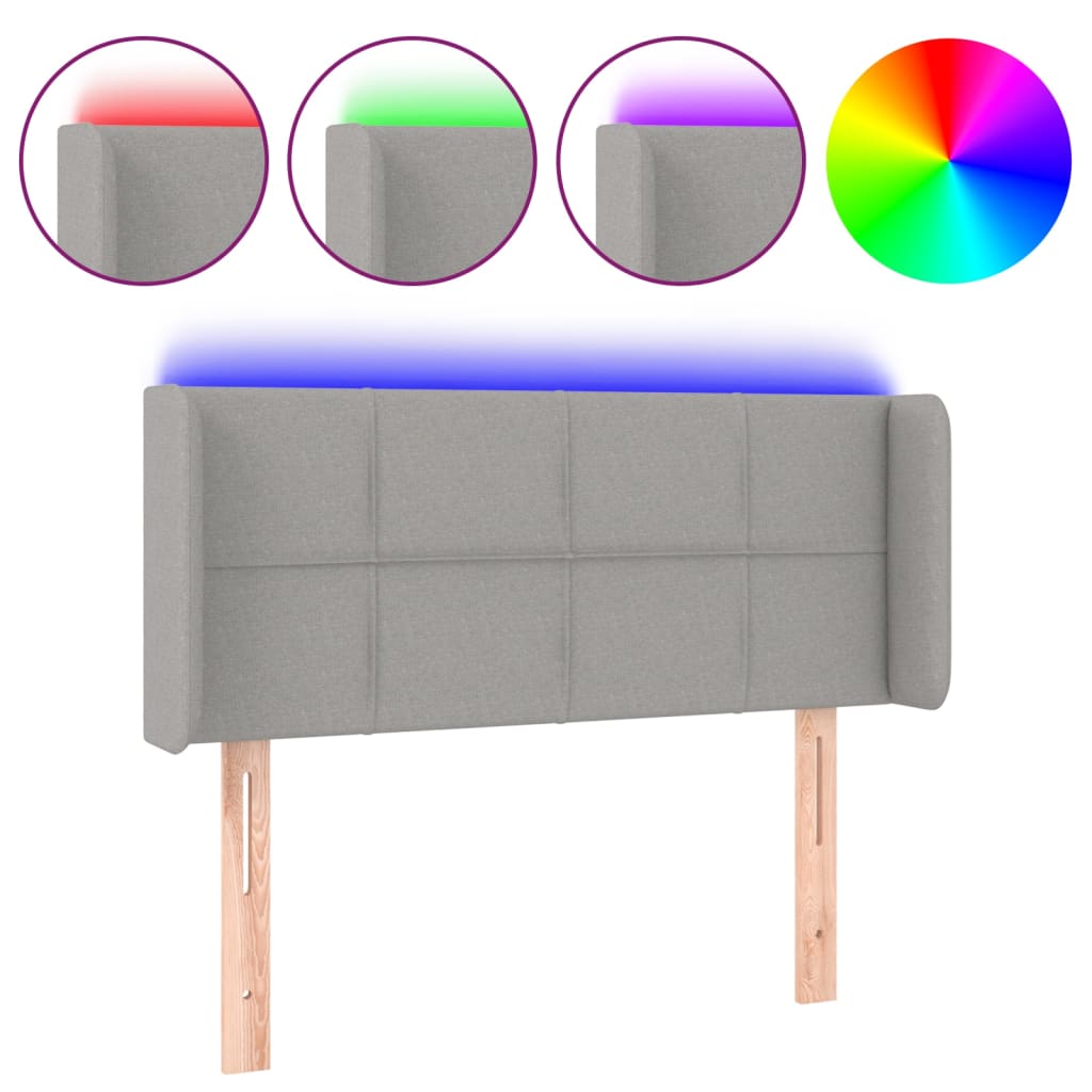 vidaXL Hoofdbord LED 83x16x78/88 cm stof lichtgrijs