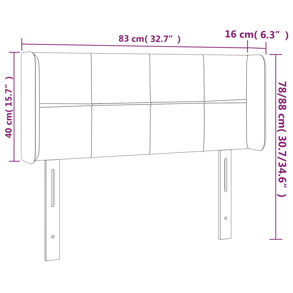 vidaXL Hoofdbord LED 83x16x78/88 cm fluweel lichtgrijs