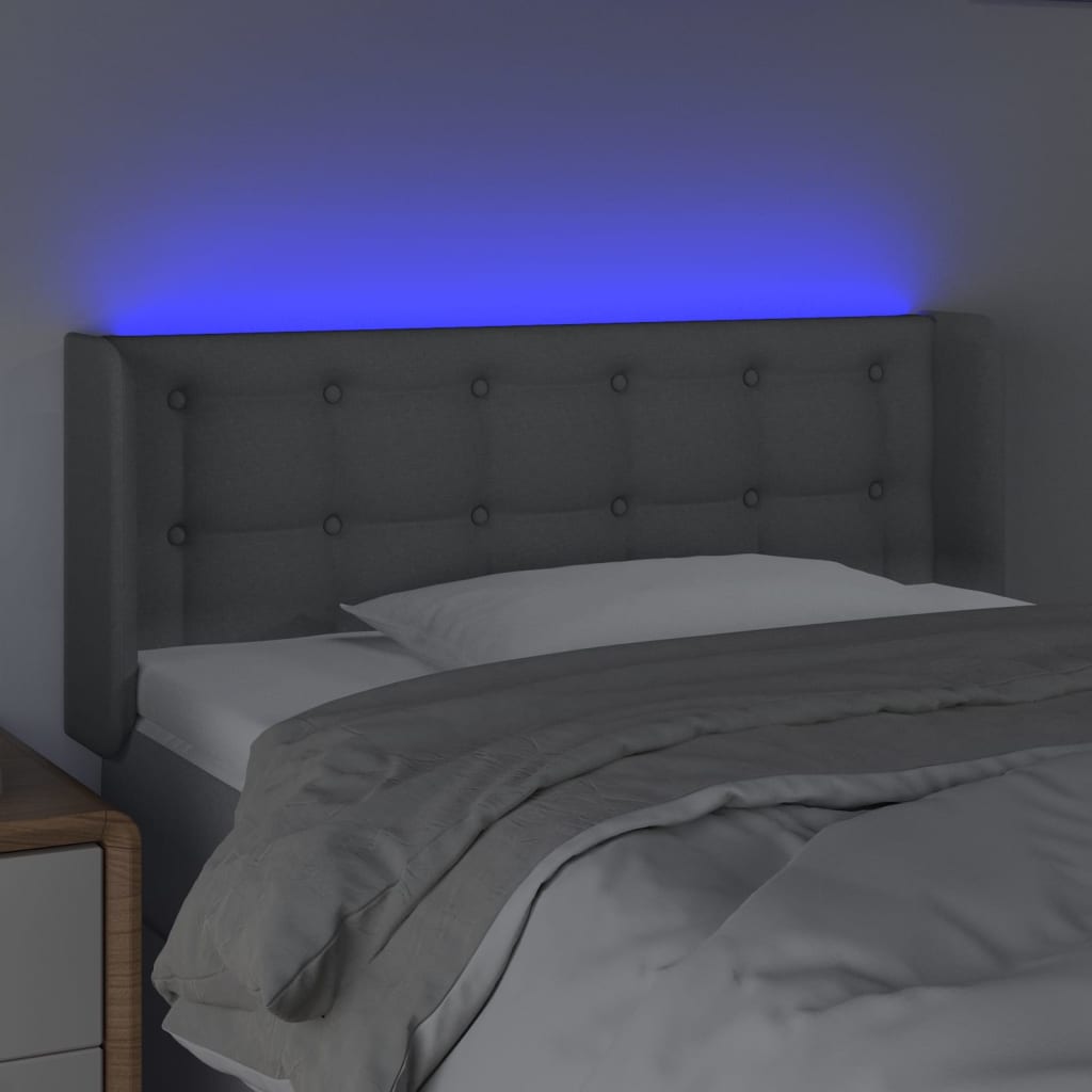 vidaXL Hoofdbord LED 83x16x78/88 cm stof lichtgrijs