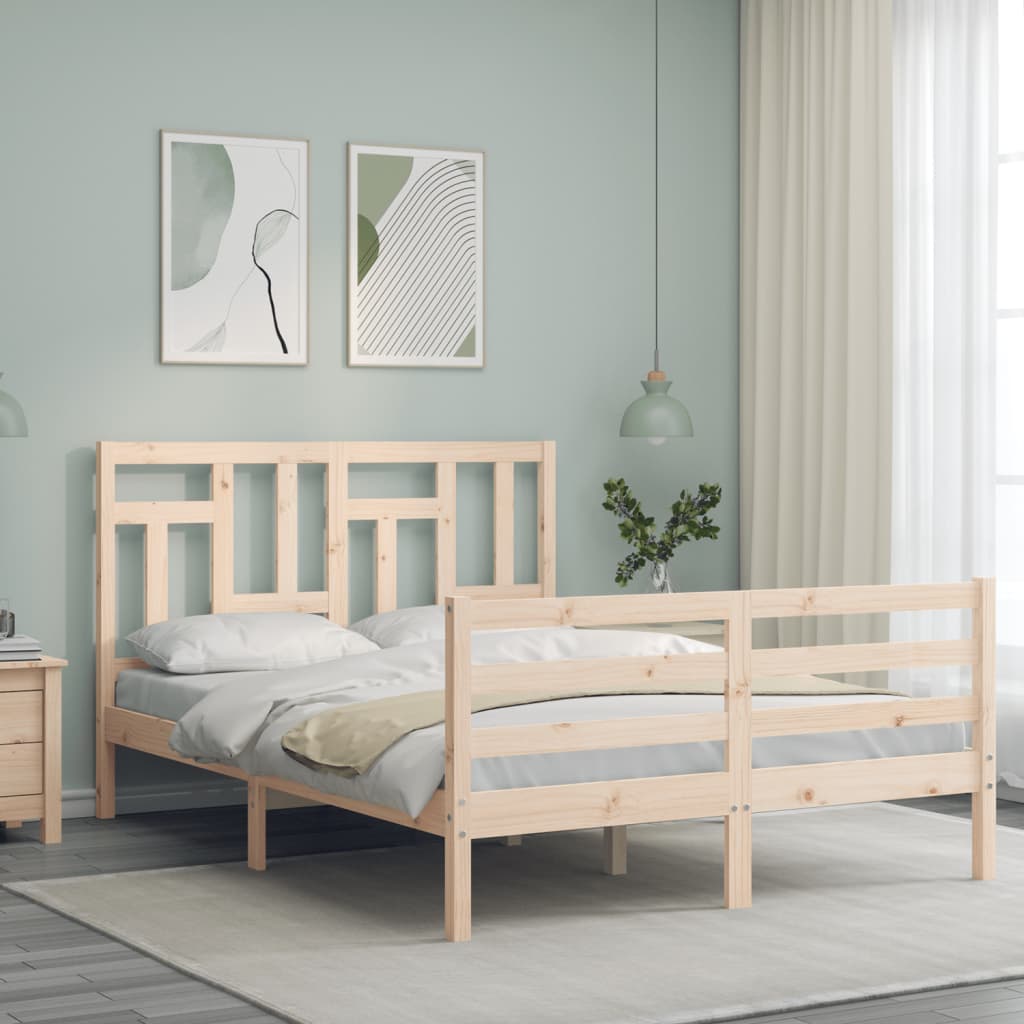 vidaXL Bed Frame with Headboard Solid Wood