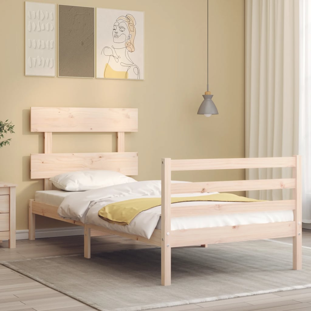 vidaXL Bed Frame with Headboard Solid Wood