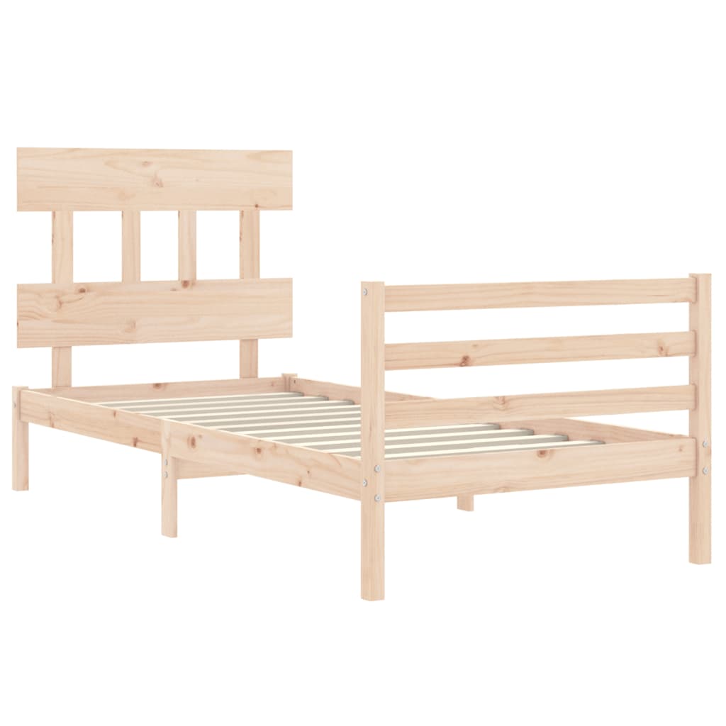 vidaXL Bed Frame with Headboard Solid Wood