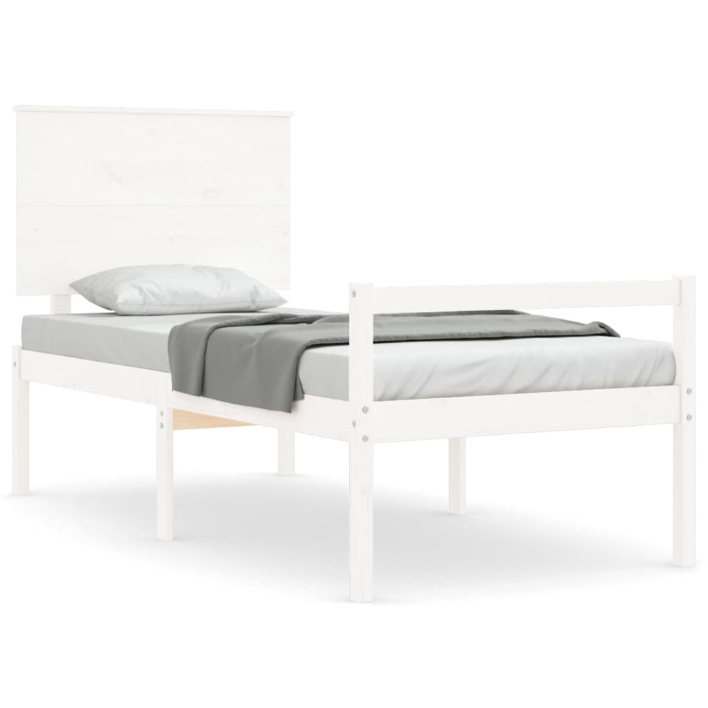 vidaXL Senior Bed with Headboard Solid Wood White